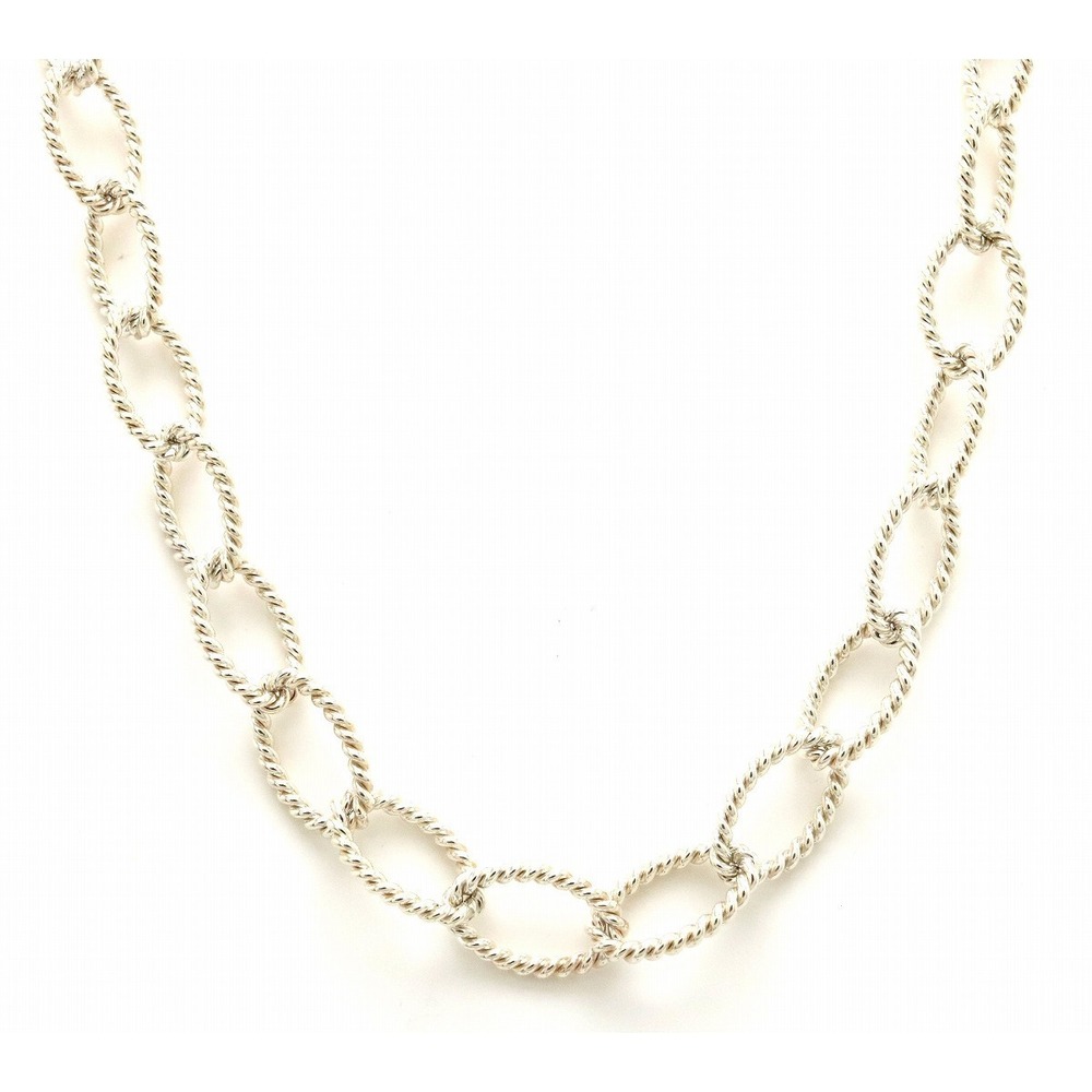 TIFFANY Co Twist Ring Chain Pendant Necklace Strands Silver